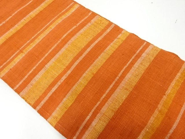 アンティーク　手織り紬横段模様織出し名古屋帯